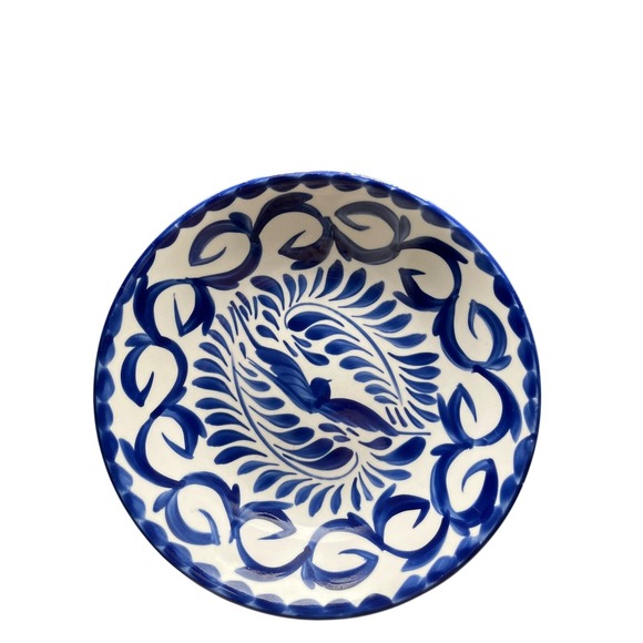 Anfora Blue White Talavera Bird Floral Ceramic Plate Dish - Picture 3 of 6